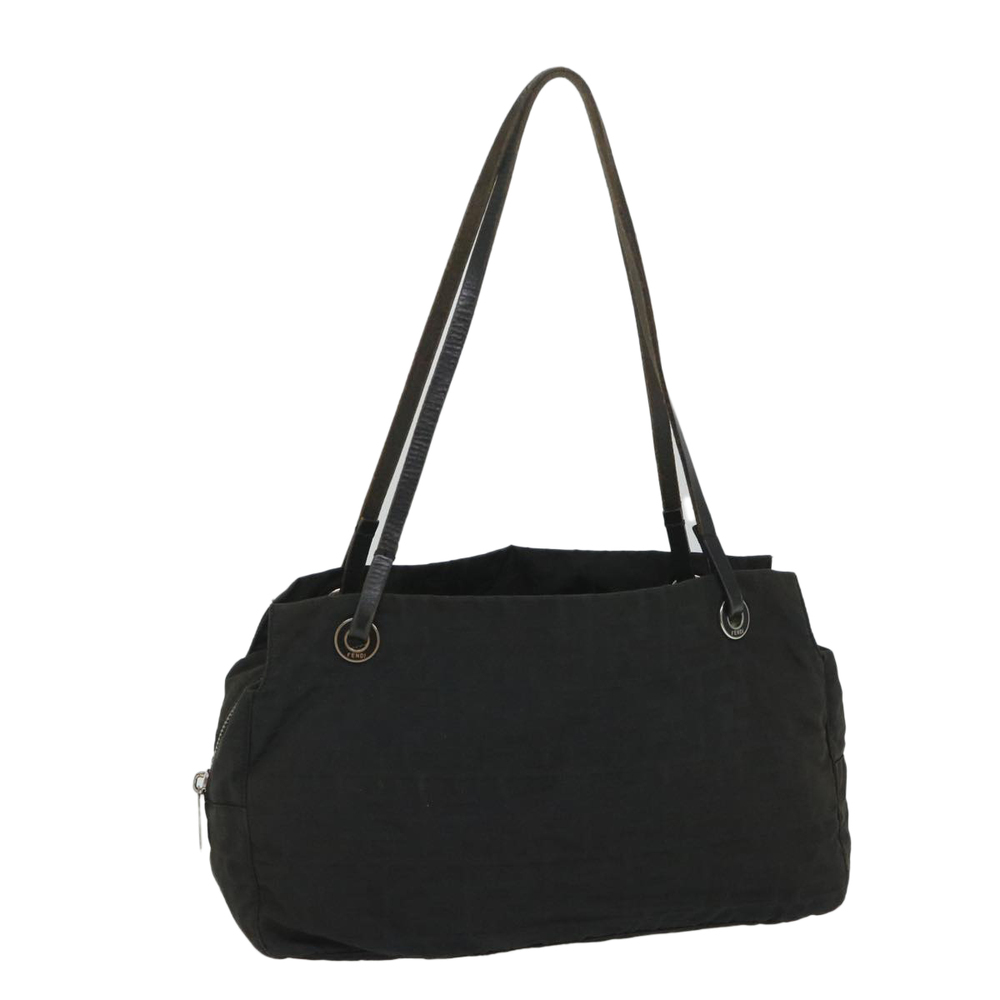 FENDI Zucca Canvas Hand Bag Nylon Black Auth 58064 - Picture 1 of 16
